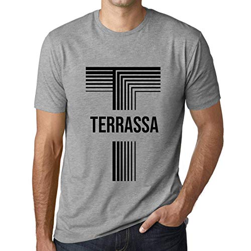 Herren Grafik T-Shirt Terrassa Öko-Verantwortlich Vintage Jahrgang Kurzarm Lustige Druck Geburtstag Geschenk Mann Grau Meliert L
