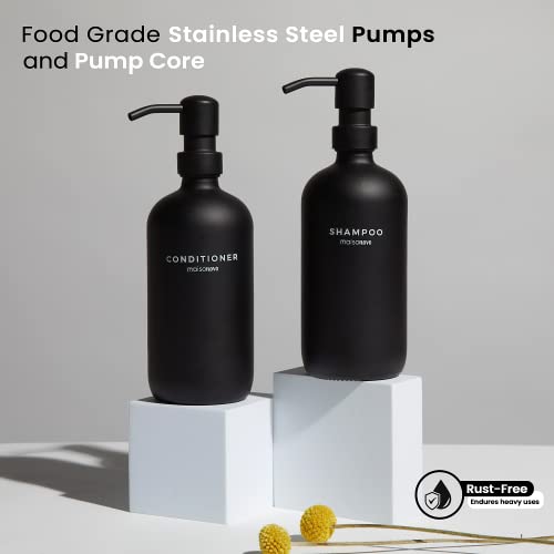 Maisonovo Glass Soap Dispenser | Vintage Soap Dispenser Bathroom And Kitchen Set W Dish Soap Hand Soap And Lotion Dispenser Set Waterproof Labels | Black Bottles - Black Soap Pumps Dispenser Set Of 2 #TOP2