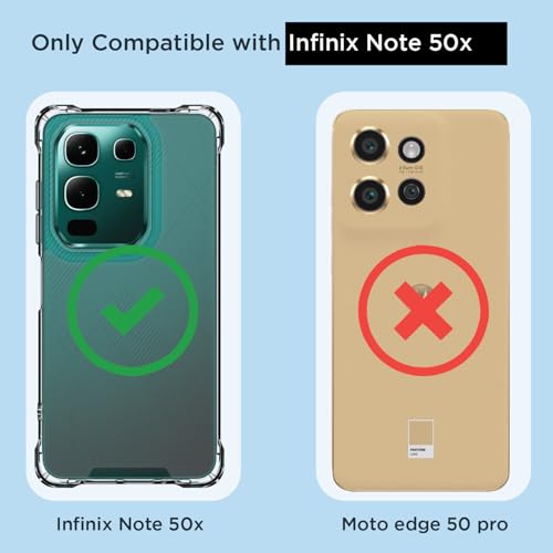 Image of Amazon Basics Back Cover for Infinix Note 50x 5G PC + TPU Clear Transparent Raised Edges Shockproof Protective Phone Bumper Case(Transparent)