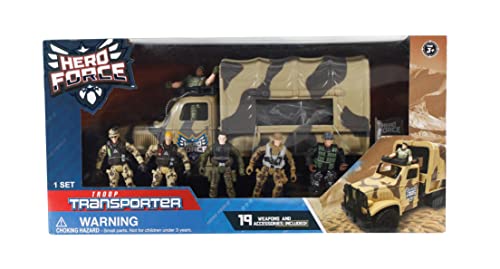Hero Force Troop Transporter | Includes 1 Transport Vehicle | 6 Soldiers | Removable Canopy | Fun Toy For Kids! #TOP4
