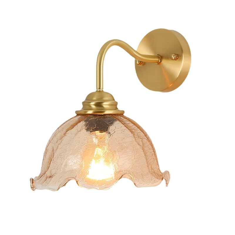 Applique da Parete in Ottone Vintage con Collo D'Oca E27, Moderno Stile Industriale, Paralume in Vetro, Lampada da Parete per Interni