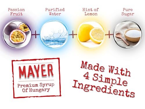 Image of Mayer Passion Fruit Syrup ( Cordial ), Award-Winning, Only Real Passion Fruit and 4 Natural Ingredients, Vegan, Gluten Free, Perfect for Cocktails, Lemonades, Coffee, Desserts - No Added Colors or Flavors, Rich Tropical Flavor ( 1 Pack )
