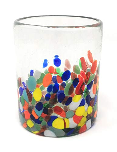 Dos Sueños Hand Blown Mexican Drinking Glasses – Set Of 6 Confetti Carmen Tumbler Glasses (10 Oz Each) #TOP4