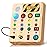 TINTECUSA Busy Board Montessori Toys for Toddler, Wooden Sensory Board Switch Toy with Shape Sorter LED Light Up Toys Educational Plane Travel Activity for Girls & Boys