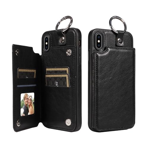 Coque iPhone XS Max antichoc en cuir PU à double fermoir magnétique
