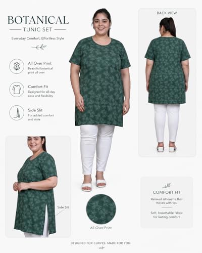 Image of In Love Women's All-Over Printed Cotton Plus Size Longline T-Shirt with Pockets