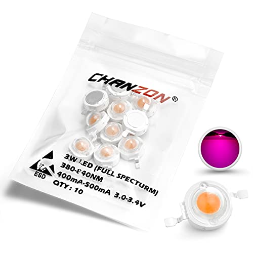 Image of CHANZON 10pcs High Power Led Chip 3W Full Spectrum Plant Grow Light