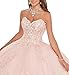 YMFFW Ball Gown Quinceanera Dresses with Long Sleeves Tulle Lace Appliqued Prom Dress Sweetheart Formal Party Gowns for Women Mint Green US4