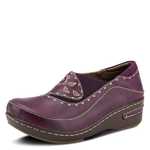 Image of Spring Step L'artiste Burbank Leather Clogs for Women | Designer Hand-Painted Slip-On Shoes | Ladies Casual Platform Clog