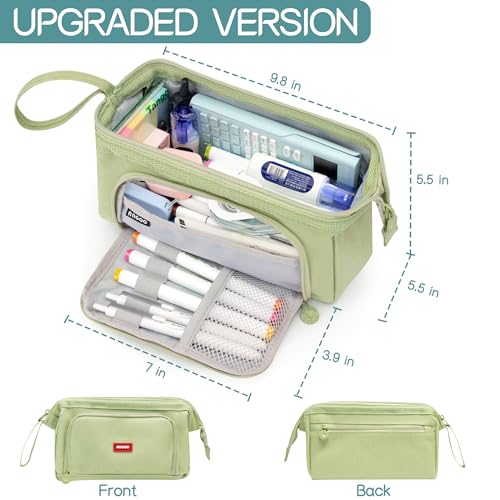Image of Large Capacity Pencil Case Big Pencil Pouch Special Aesthetic School Pen Bag For Girls Teen Nurse Adults Kids Soft Organizer With Zipper Cute Travel Pencil Pouches Estuche Para Lapices Green
