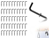 Lhbwhiz 50 Stück Schraubhaken,Mini-L-förmige Haken zum Schrauben,kleine rechtwinklige Einschraubhaken,Metall Hakenschrauben zum Aufhängen,Stabile Wandhaken(Schwarz,20 * 8 mm)