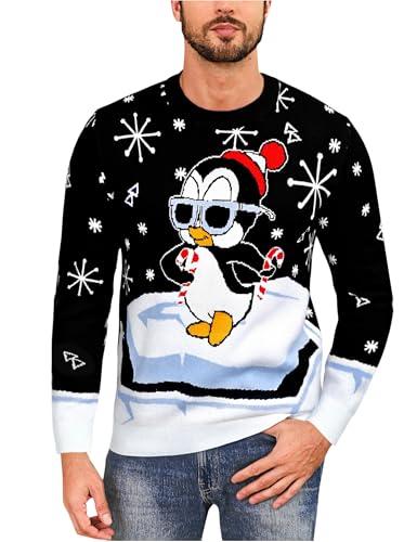 Demigimi Weihnachtspullover Herren Ugly Lustig Strickpullover Ugly...