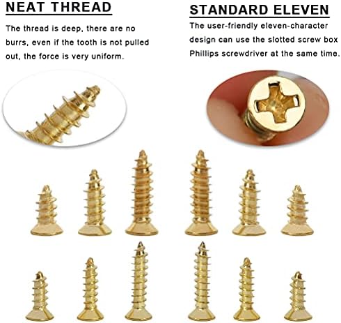 Self Tapping Screw Kit 1200Pcs Screw Self Drilling Screws Set Self Drilling Screws Kit Cross Pan Head Screws Flat Head Wood Self Tapping Screws with Storage Box for Door Hinges Repairs DIY Project