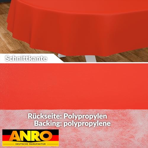 ANRO Oilcloth Tablecloth Washable Outdoor Indoor Oval 180 x 140 cm Cut Edge Red, Cutting Edge, 70.9 x 55.1 inch (Oval) - Image 2
