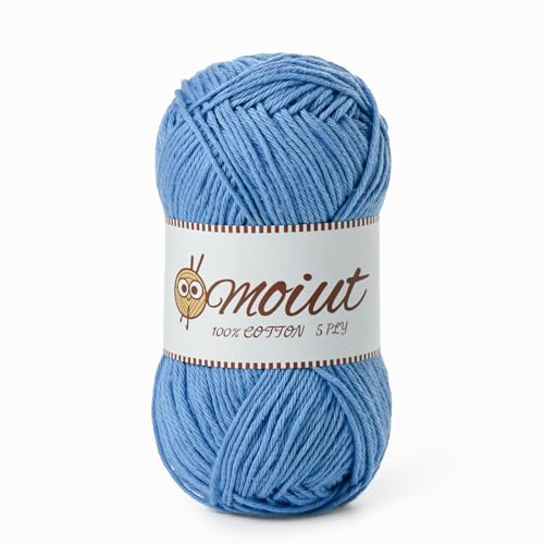 Image of Cotton Yarn for Crocheting, Baby Yarn for Crocheting Soft, 131yds / 1.76oz Fluffy Amigurumi Crochet Yarn, 5 Ply 100% Milk Cotton Yarn for Puzzle、Socks、Clothes(Light Blue)