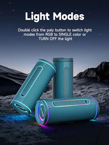 Image of MLOVE E80 Speakers Bluetooth Wireless, Portable Bluetooth Speaker with Aux Input, Micro SD Card Slot, Bass Boost, Dual Pairing, Lights, IPX7 Waterproof, BT5.4 for Outdoor, Travel, Car, TV, 30W, Blue