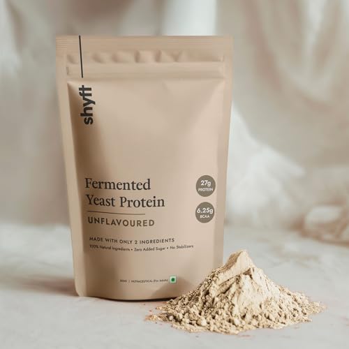 Image of Shyft Fermented Yeast Protein | Unflavoured - 500g | 24g Protein | 5.5g BCAA | Easy to Digest | Complete Amino Acid Profile | Just 5 Natural Ingredients | No Chemicals | Vegan Protein | Gut Friendly