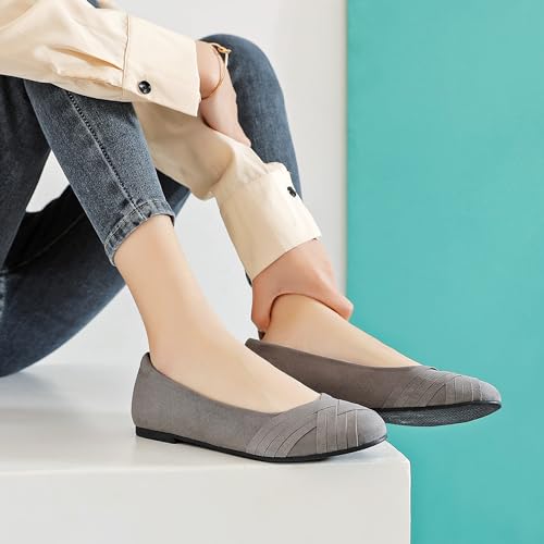 Image of Ataiwee Women's Wide Width Flats Shoes - Casual Comfortable Round Toe Plus Size Ballet Shoes.