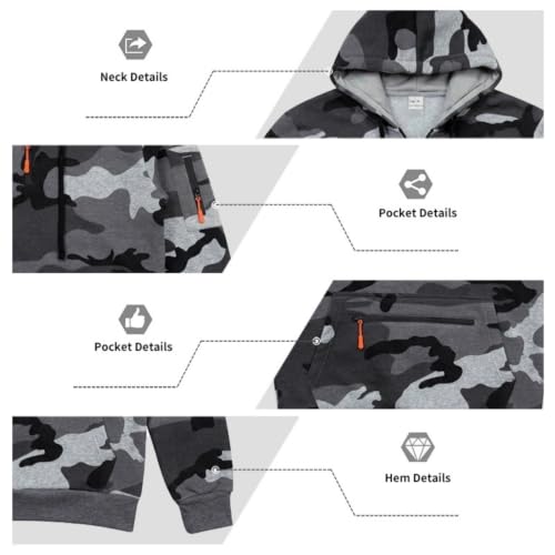 LGHLMCL Camo Hoodie Fleece Quarter Zip Pullover Tactical Hoodies for Men - image 5
