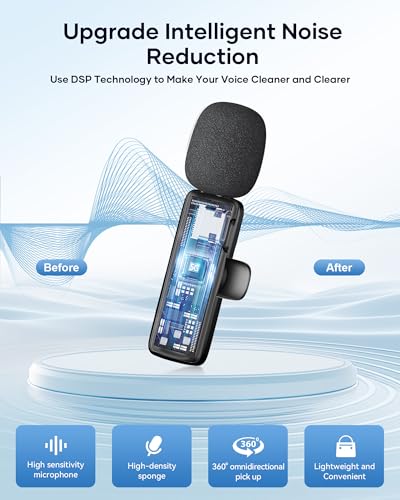 image for CZOCPOS Wireless Microphone for iPhone iPad and Android Phone, 2 Pack 