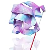 SULIANYI Dance Ribbons, Gymnastics Performance Ribbon Sparkling, Dance Ribbon Wand for Dancing, Cheerleading, Olympic Tournament, Artistic Competitions, Pink (4M)