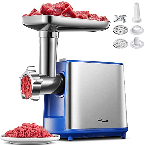 Image of Electric Meat Grinder, Heavy Duty Meat Mincer, Sausage Stuffer Maker, Food Grinder with Sausage & Kubbe Kit, 2 Grinder Plates, Stainless Steel (Blue)