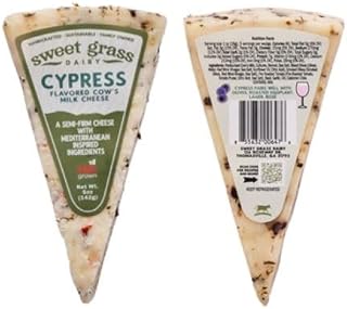 Sweet Grass Dairy American Mediterranean Cypress Cheese, Semi-Firm Pasteurized Cheese with Olives, Calabrian Chilis, Basil, Tomato, Dill, 16 Count of 5 oz Each, 5 lb Case, Herbaceous Gourmet Flavor