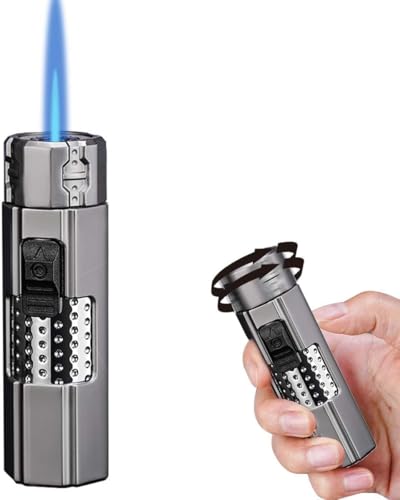Encendedor a prueba de viento recargable con llama ajustable miniatura 1