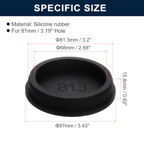 Image of uxcell 1 Pcs Black Plug Holes, Waterproof Rubber Button Plug for 81mm / 3.19 inch Hole