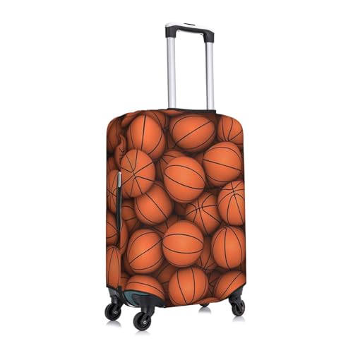 Basketball Orange Print Suitcase Cover Luggage Protector Washable Elastic Fashionable Travel Gear Cover3