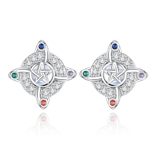 Boucles d'oreilles nœud de sorcière en argent sterling 925 avec pierre de lune véritable