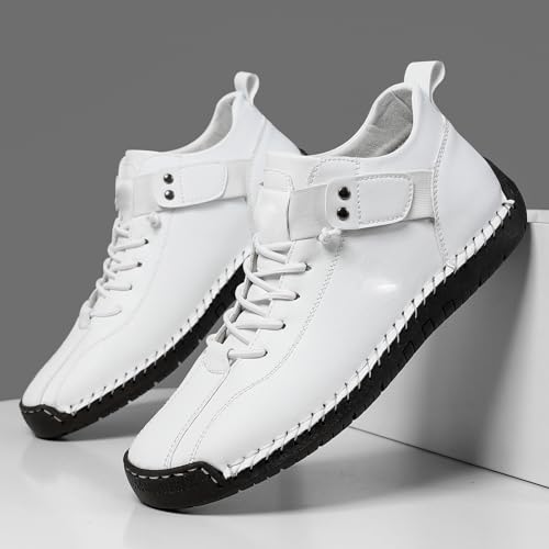 Men's Leather Orthopedic Sneakers Casual Lightweight Slip On Sports Shoes Outdoor Hiking Flat Chukka Boots Non-Slip Walking Driving Shoes 7