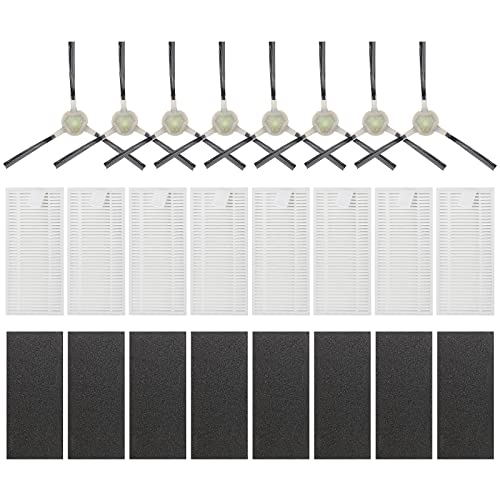 LANROON 16 Pack Replacement Parts Compatible with Lefant Robot Vacuum and Mop Robotic Vacuum Cleaner M201,T800,U180 Model(8 Pack Side Brushes and 8 Pack Hepa Filter Kit)