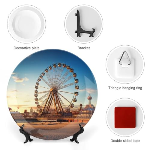 Plato decorativo Ferris Wheel de porcelana 10 pulgadas miniatura 3