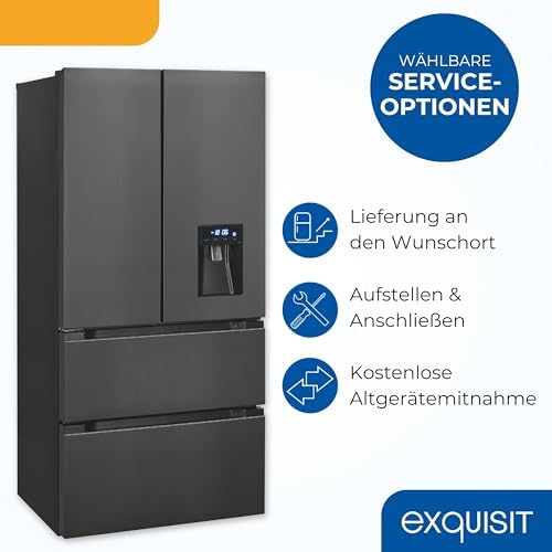 Bild 4 - Exquisit Frenchdoor-Kühlschrank, 506 L, Kombigerät, 2-in-1, Kühl- und Gefrierteil, No-Frost, Wasserspender, inoxlook, FD5490-160-WS-202E inoxlook-az