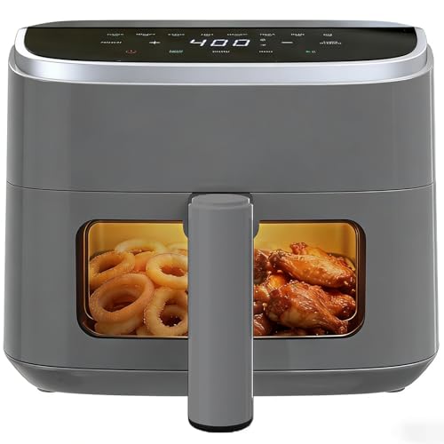Image of Simple Deluxe 8-in-1 Air Fryer 4 Qt, Digital Preset Airfryer with Visible Window, Nonstick and Dishwasher-Safe Basket for Chips, Bake, Wings, 60-Min Timer, 1500W, Gray