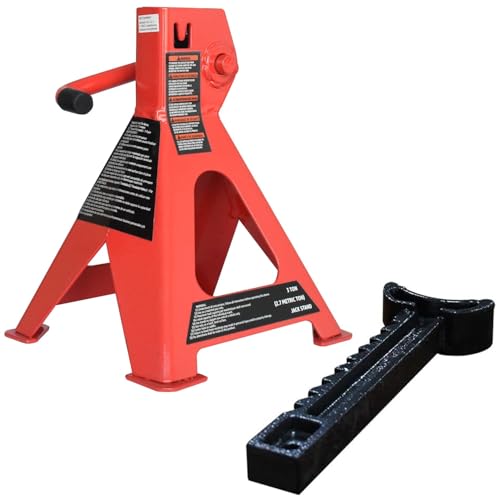 Image of Double Saftey Steel CAR Double Locking Jack Stand with Heavy Duty SELF Locking Ratchet Handle with Saftey PIN (3 TON)