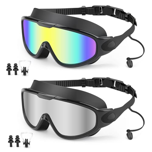 Lunettes de natation adulte lot de 2 avec large vue et ajustement confortable