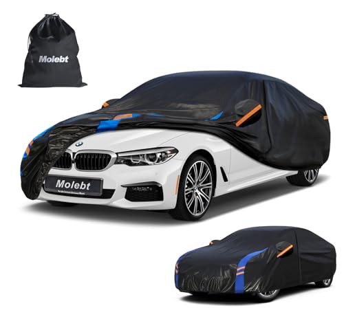 Image of Custom Fit Car Cover for BMW 5 Series 528i 530i 535i 540i M5 M550i M550, Upgraded Waterproof All Weather Outdoor Auto Cover with Driver Door Zipper & Mirror Pockets, UV /Snow /Dust Protection