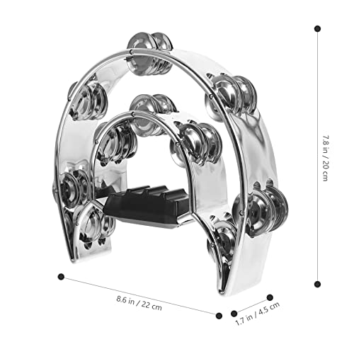 Vaguelly Guitar Double Row Tambourine Hand Held Percussion Drum Metal Hand Bell Half-Moon Tambourine Jingles Egg Shakers Music Enlightenment For Ktv Party Cheer Prop Picks Picks Guitar Picks #TOP7