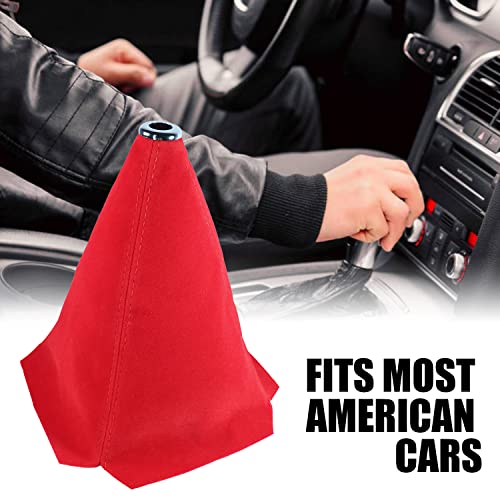 Qiang Kun Car Shift Boots Shift Knob Dust Cover Manual Gear Shift Cover Suede Leather Shift Boots Mt Gear Knob Shift Boots (Red Suede W/Red Stitching) #TOP3