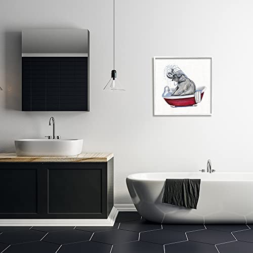 Image of Playful Safari Elephant Bathtub, 24 x 24 Inch Framed Giclee Print | Stupell Industries | White, 24 x 24 Inches, Easy to Hang and Sturdy, Made in USA, by Donna Brooks