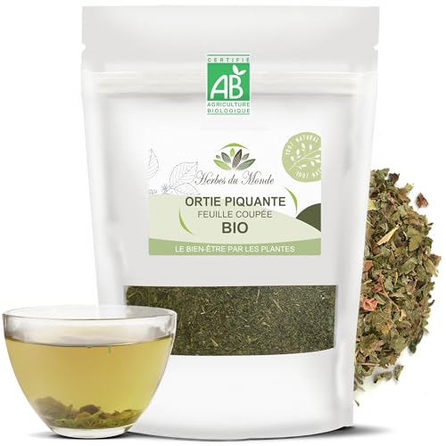 Herbes du Monde - Tisane Ortie Piquante BIO - Feuille Coupée Urtica Doica - Infusion Organic Détox - Soulage Maux d'Estomac Combat Probléme de Peau - 1 sachet de 30g Certifiée AB