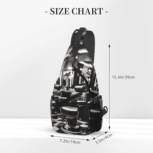 Mochila crossbody deportiva unisex estilo barbería monocromo miniatura 3