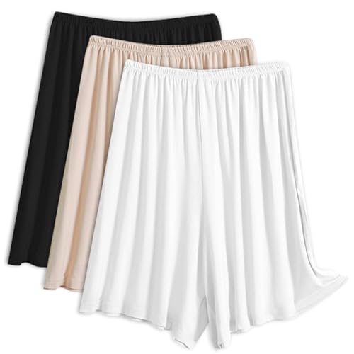 3 Pack Women's Half Slip Shorts for Under Dresses Pettipants Half Slip Culotte Shorts Split Skirt