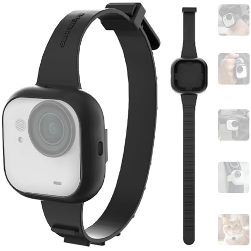 Honbobo Correa Funda de silicona para Insta360 GO Ultra Cámara Muñequera Mochila/Bicicleta/Gato Soporte Correa Recambio Banda, Accesorios para Insta360 GO Ultra, Horizontal Vertical Disparo (Black)