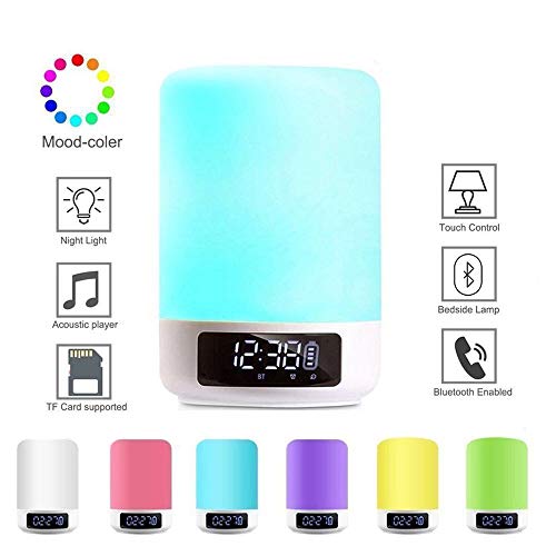 Preisvergleich Produktbild Nachtlicht, USB Aufladbare Noten-Lampe Bluetooth-Lautsprecher Für Schlafzimmer Wohnzimmer, Wechsel Dimmbare Warm White Light + RGB-Farbe