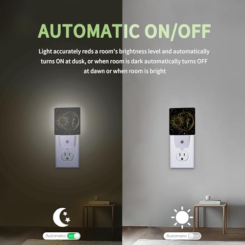 Image of Witch Sun Moon Night Light, Zodiac Night Light Plug into Wall with Dusk to Dawn Sensor, LED Lamp Energy Saving Lights for Men Women Boys Girls,Lamp for Bedroom Bathroom Hallway