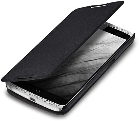 kwmobile Case for ZTE Axon Elite - Book Style Flip Folio Slim Wallet Cover with Stand Feature - Black