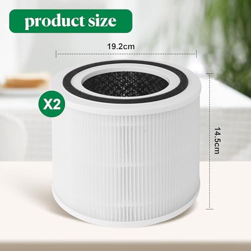 2 piezas Filtro de Repuesto Purificadores de Aire para Levoit Core 300, 300S, 300-RF de Repuesto, 3 en 1 Filtro H13 HEPA Filtros de Carbón Activado, elimina el 99% del polvo y las partículas - imagen 2